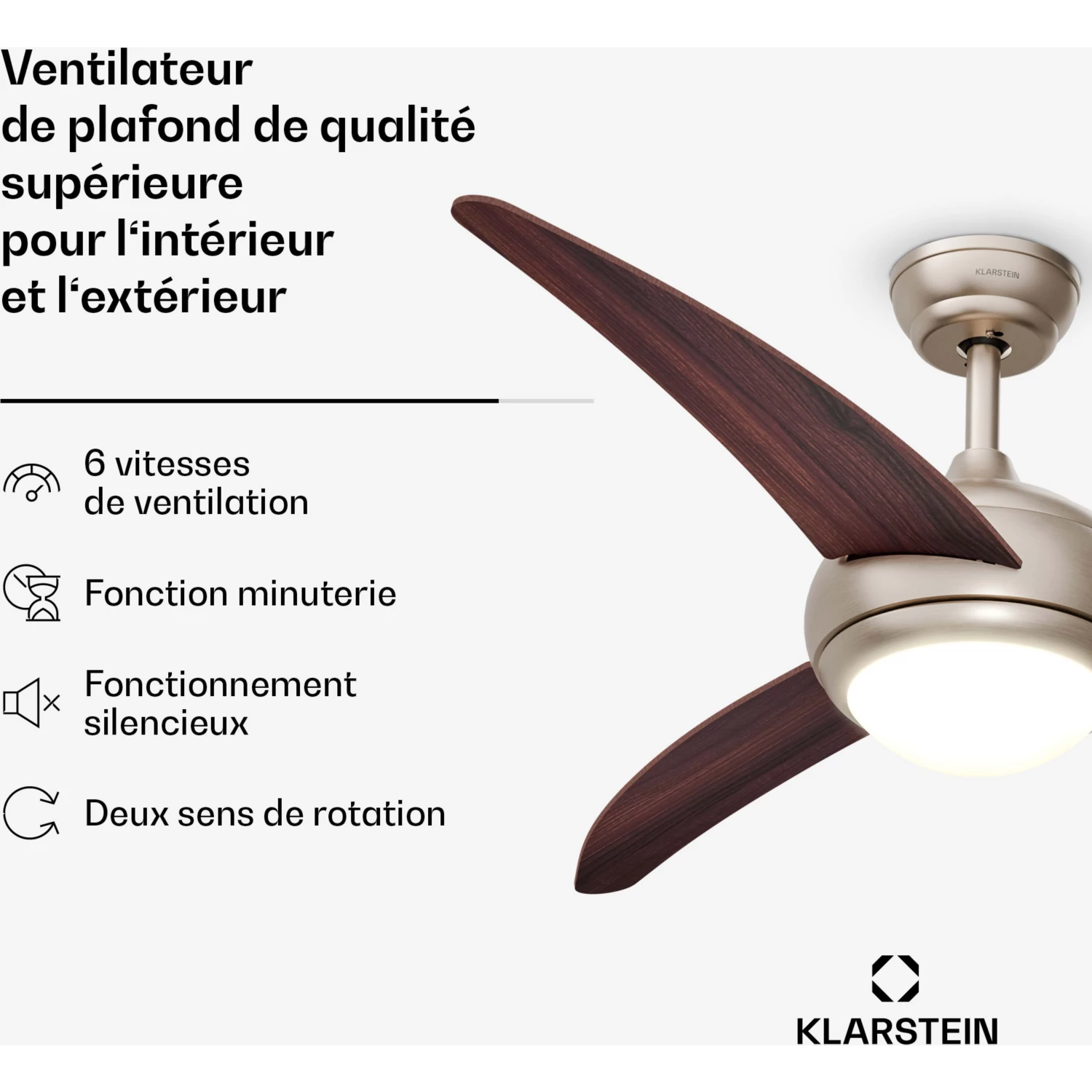 Ventilateur KLARSTEIN El Paso 132cm 35W Silencieux Bois – Image 2