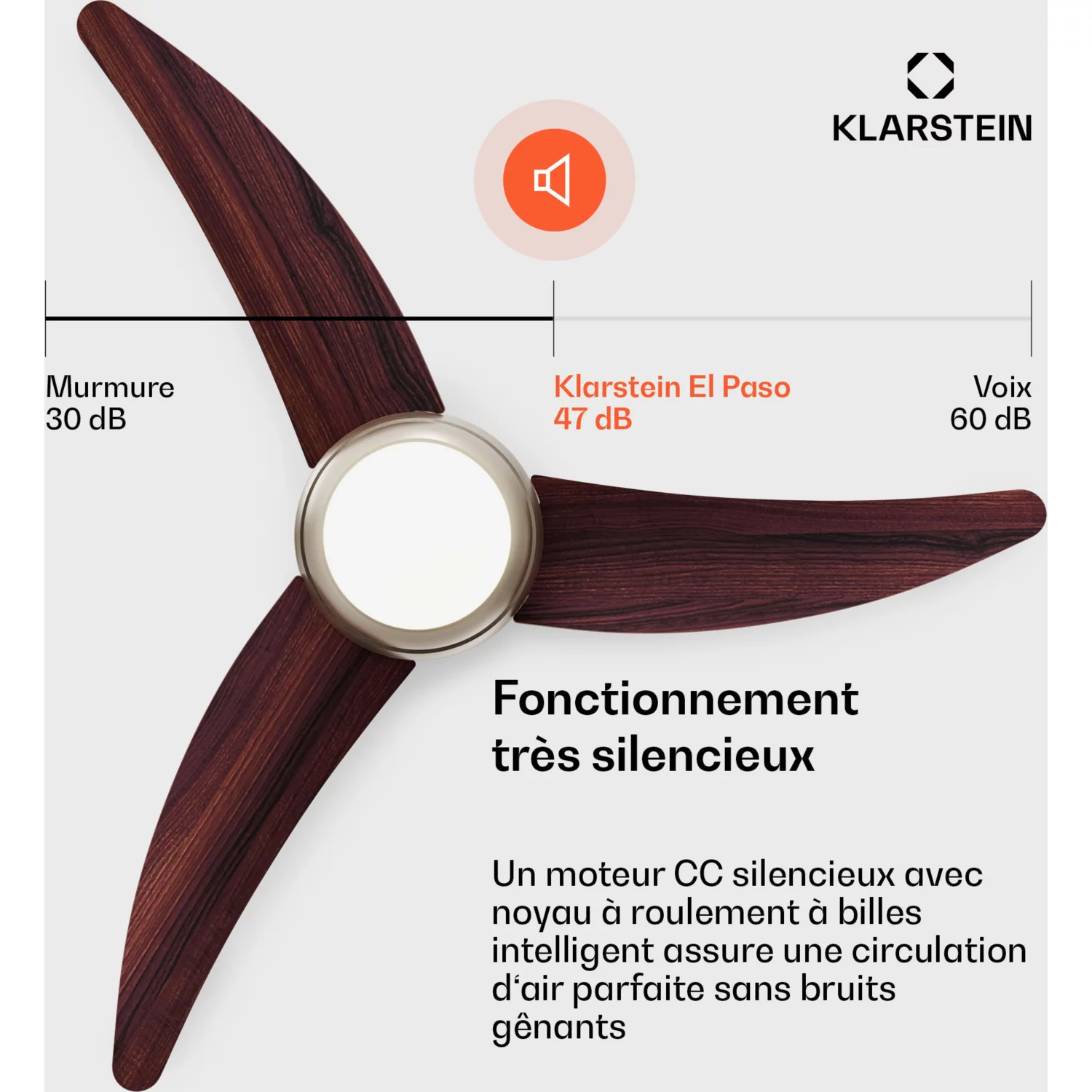 Ventilateur KLARSTEIN El Paso 132cm 35W Silencieux Bois – Image 5