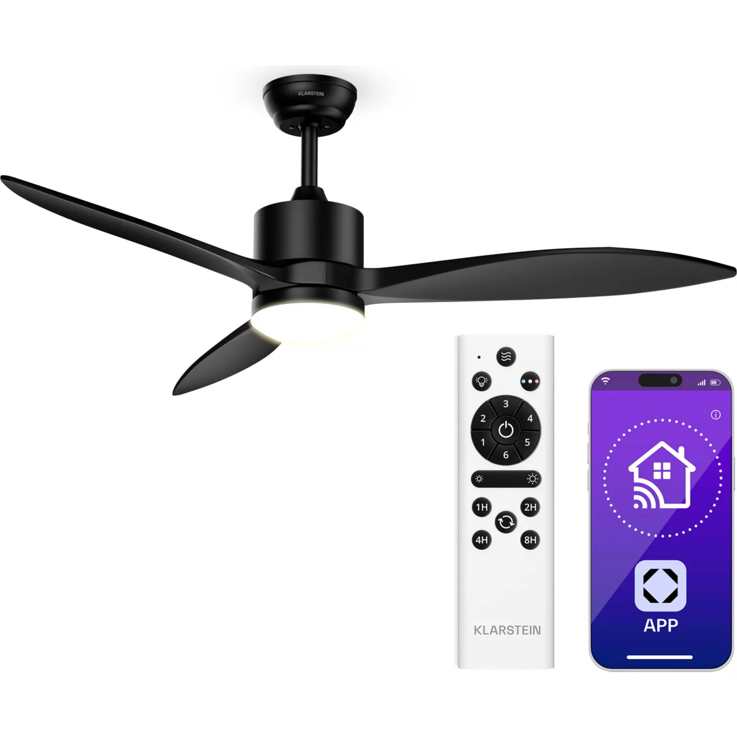 Ventilateur KLARSTEIN SkyBreeze intelligent 132cm 27W LED Noir