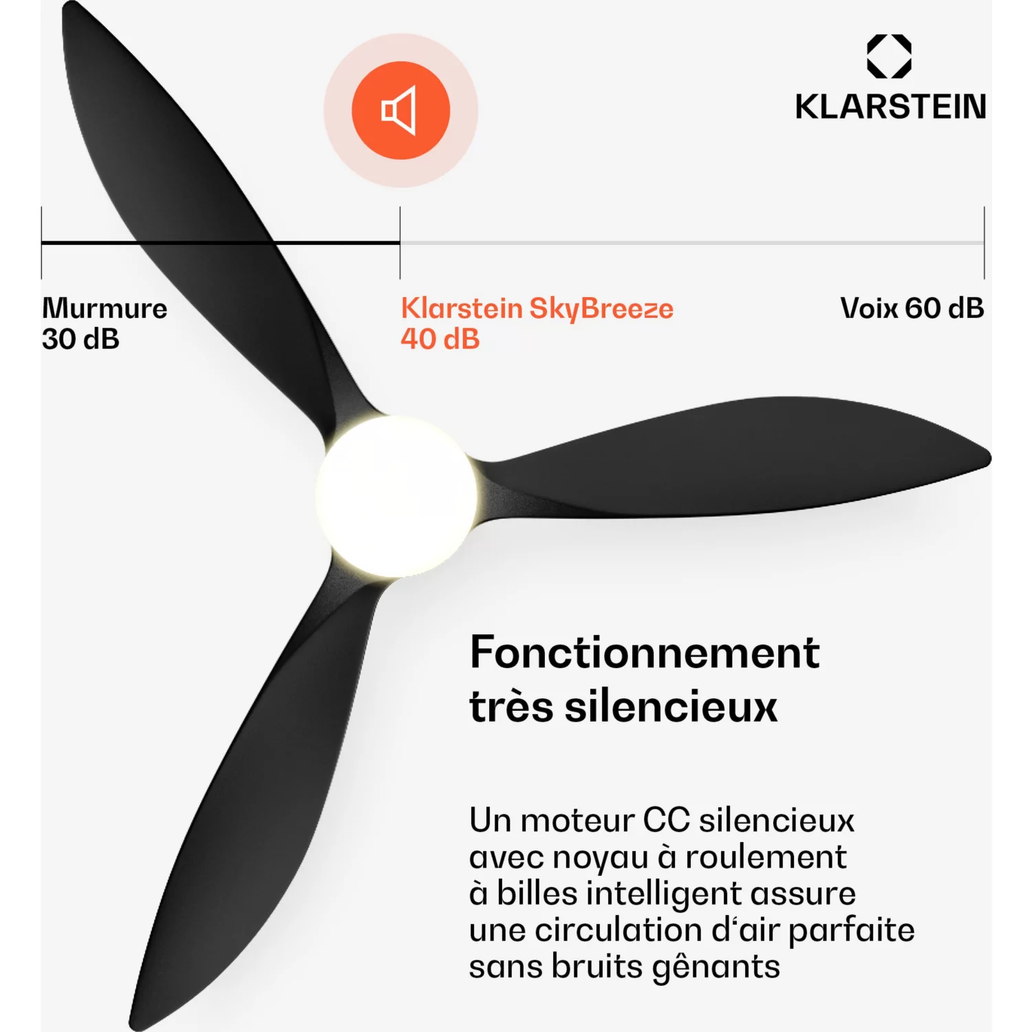 Ventilateur KLARSTEIN SkyBreeze intelligent 132cm 27W LED Noir – Image 5
