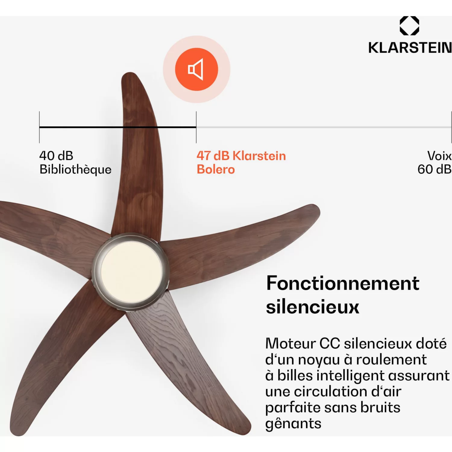 Ventilateur plafonnier KLARSTEIN Bolero 2en1 132 cm 55 W App 47 dB Bois – Image 6
