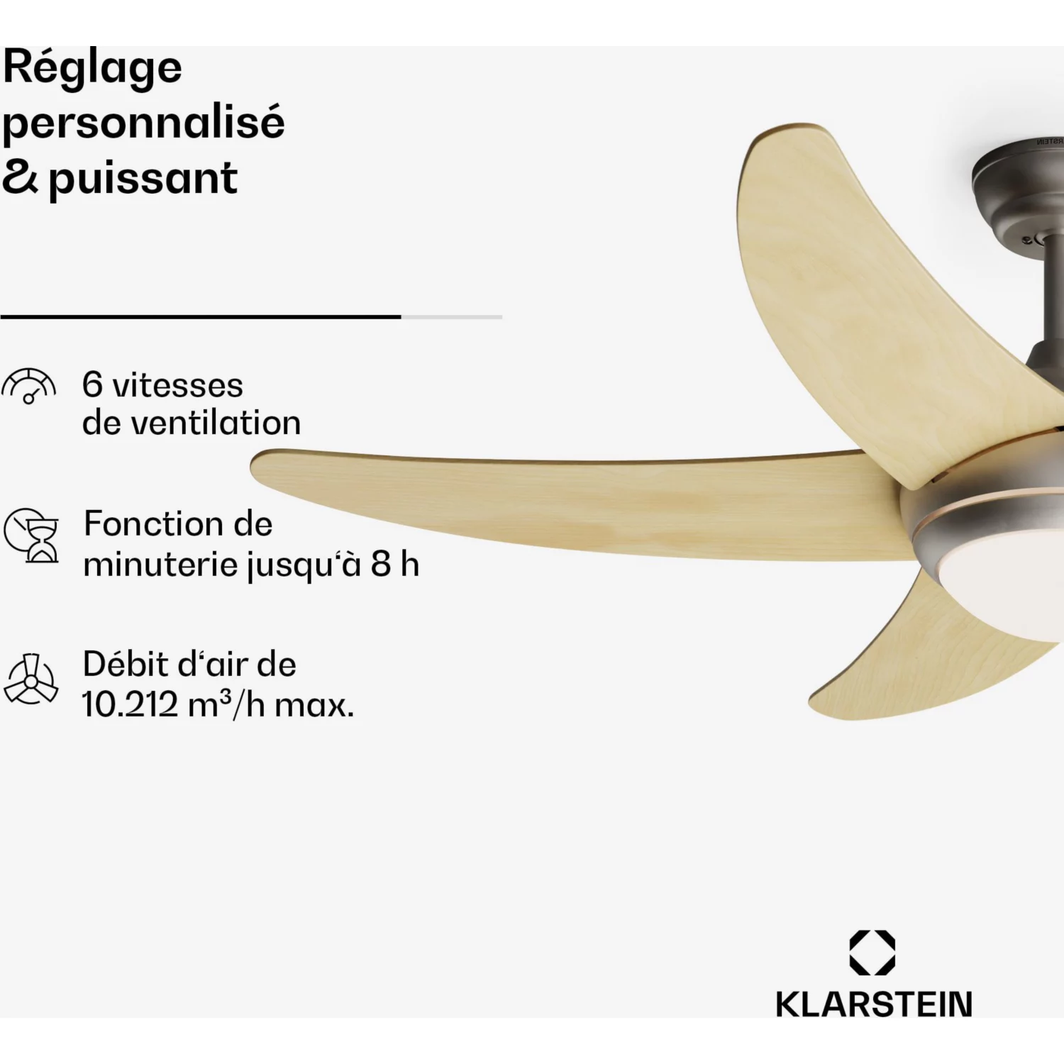 Ventilateur plafonnier Bolero 2en1 132cm 55W avec LED App Bois – Image 5